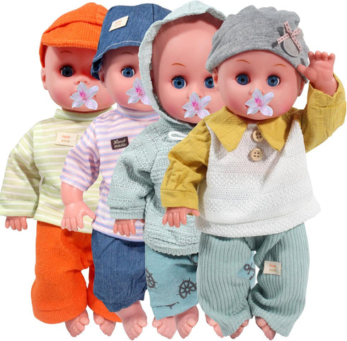 Baby Dolls Clothes Boy for 12 13 14 15 16 Inch Dolls, Doll Clothes 12-14-16 Inch Dolls, 4 Sets 15 inch Doll Outfit Accessories fit Doll Newborn Ba...