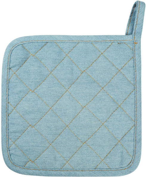 Denim Potholders Kitchen Everyday Basic 8 Inch 100% Cotton Pot Holder Heat Resistant Large Coaster Hot Pads Kit Trivets Set for Cooking and Baking...