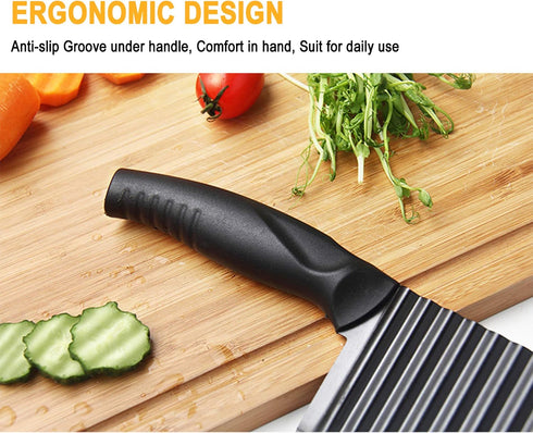 Upgraded Potato Crinkle Cutter, Stainless Steel Waffle Fly Cutter with a Julienne Peeler, Wavy Vegetable Slicer Kitchen Chopper Knife for Baby Foo...