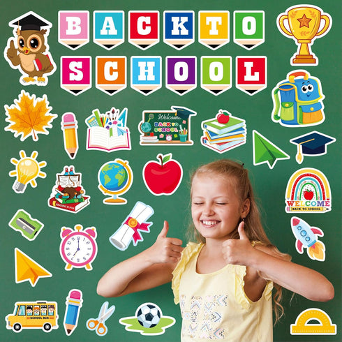 53PCS Back to School Cutouts Decoration, School for First Day of Classroom Theme Essentials Wall Decal Bulletin for Book Chalkboard for Teen-Agers...
