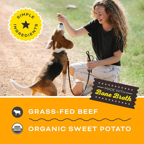 Primal Beef Jerky Dog Treats Made with Beef Bone Broth for Dogs, Give Pieces a Chance, Training Treat for Dogs, 4 oz...
