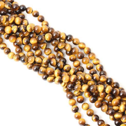 45PCS 8mm Natural Yellow Tiger Eye Stone Gemstone Round Loose Beads for Jewelry Making DIY Findings 1 Strand 15"...