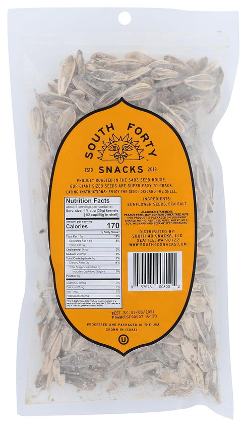 SOUTH 40 SNACKS Giant Sunflower Seeds with Salt, 8 OZ...