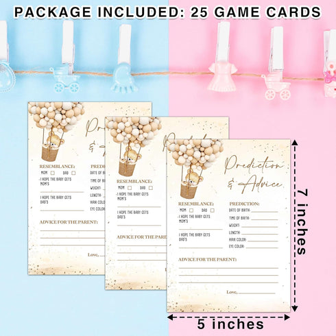Baby Shower Party Game, Bear Baby Predictions and Advice Cards, 25 Sets Baby Gender Reveal Party Game Supplies Favors - B01...