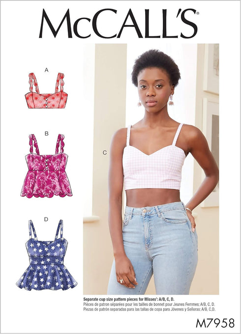 McCall Pattern Company McCall's M79585A Women's Close Fit Crop Tank Top Sewing Patterns, Sizes 4-22, various, WHITE...