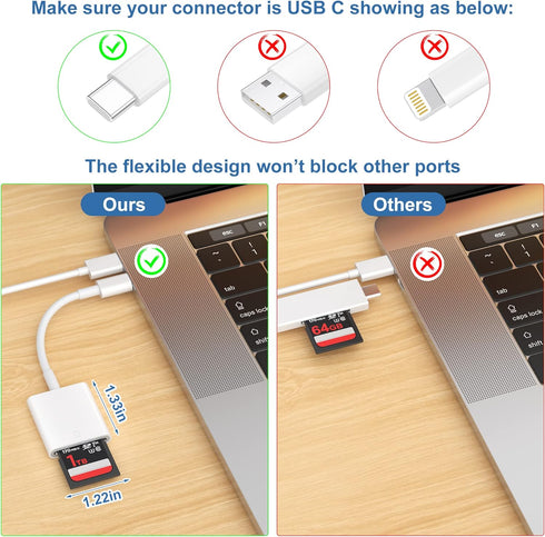 USB C SD Card Reader,USB 3.0 High Speed to SD Card Adapter for iPhone 15 Pro Max iPad Pro Trail Game Camera Viewer for MacBook Pro/Air iMac M1 M2 ...