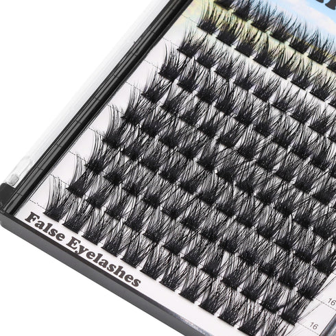 120pcs D Curl Individual Wide Stem Cluster DIY Eye Lashes Extensions Mixed 10-12-14-16mm/14-16-18mm/12-14-16mm Makeup Dramatic Volume Lashes (Lash...