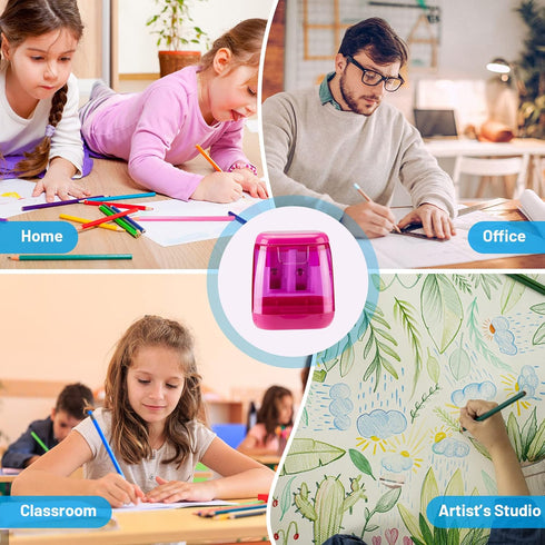Colored Pencil Sharpeners Manual, Hand Held Small Compact Pencil Sharpener for Kids with Lid Dual Hole, (8-11mm) No.2/Makeup Pencils Classroom Adu...