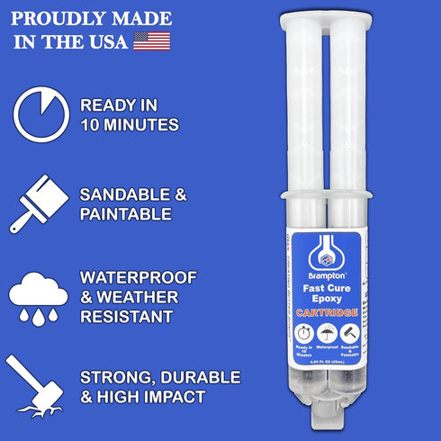 Brampton Fast Cure Epoxy - Epoxy Glue Kit for Metal, Wood, Tile, Most Plastics & More - Sets in 10 Minutes - Strong, Durable, Waterproof, Sandable...
