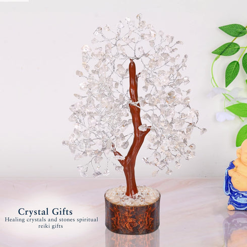 YATHABI Clear Quartz - Crystal Tree - Gemstone - White Money Tree - Chakra Tree - Quartz Crystal - Crystal Bonsai Tree - Tree of Life Decor - Spir...