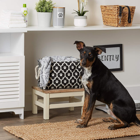 Bone Dry Pet Storage Collection Lattice Paw Print, Small Rectangle, Black...