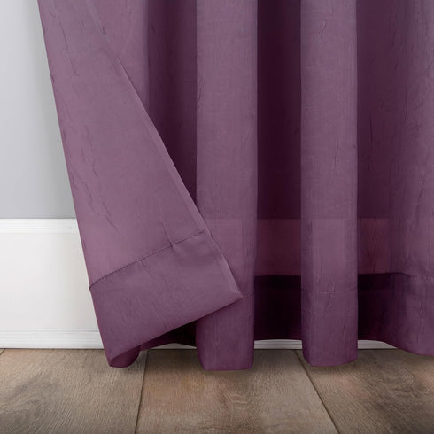 No. 918 Erica Crushed Sheer Voile Rod Pocket Curtain Panel, 51" x 84", Purple...