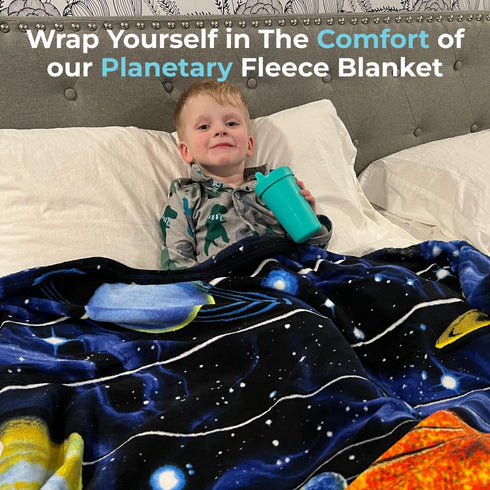 Dawhud Direct Fleece Throw Blanket - 50x60-Inch Plush Space Blanket with Solar System Design for Kids and Adults - Soft and Cozy for Bed, Couch, o...