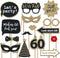 Fully Assembled 60th Birthday Photo Booth Props - Set of 30 - Black & Gold Selfie Signs - 60th Party Supplies & Decorations - Cute Bday Designs wi...