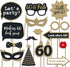 Fully Assembled 60th Birthday Photo Booth Props - Set of 30 - Black & Gold Selfie Signs - 60th Party Supplies & Decorations - Cute Bday Designs wi...