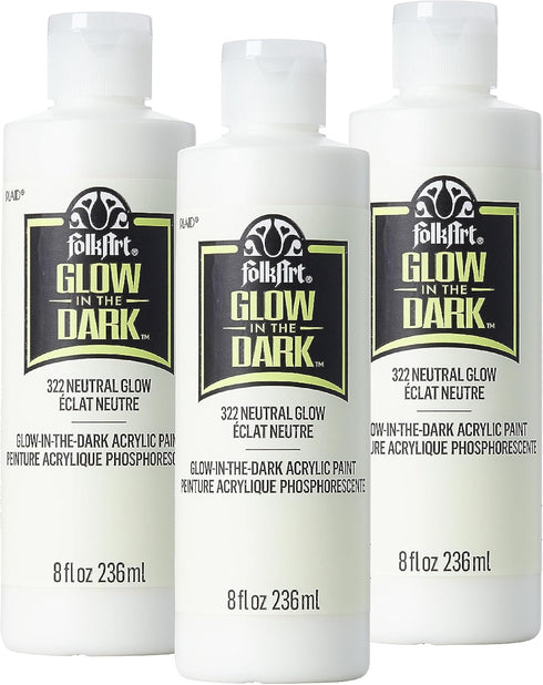 FolkArt 322E Glow in the Dark Paint, 8 oz, Neutral- (Pack of 3)...