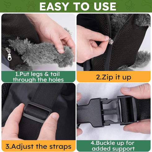 Pet Carrier Backpack, Hands-Free Adjustable Dog Front Carrier Legs Out & Easy-Fit Dog Backpack Carrier for Hiking Camping Traveling Cycling for Sm...
