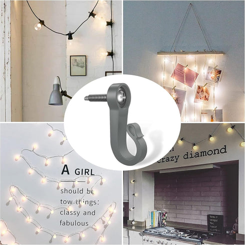 Pack of 46 Q Hanger Screws in Hooks for Outdoor String Lights and Garage Party Decor...