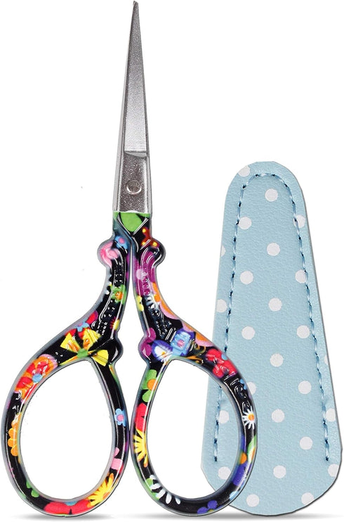 Sewing scissors sharp Embroidery Crafting Threading Scissors with Leather Scissors Cover for Needlework Craft Art Work Manual Handicraft DIY Tool...