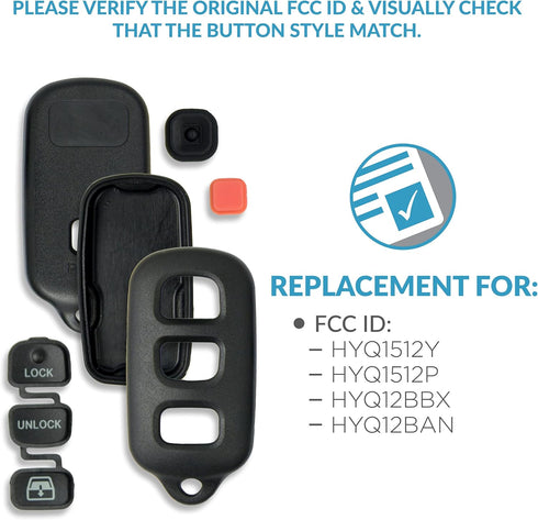 Keyless2Go Replacement for New Shell Case for 4 Button Remote Key Fob FCC HYQ1512Y HYQ12BBX HYQ12BAN - Shell ONLY (2 Pack)...