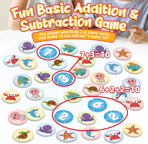 Math Games,100 Math Facts Flash Card Addition and Subtraction Games,Math Manipulatives Kindergarten 1st 2nd Grade Classroom Must Have,Counting Edu...