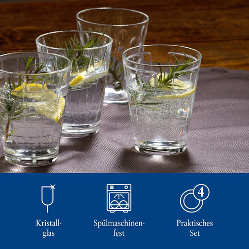 Villeroy & Boch Dressed Up Assorted Design Tumblers (Set of 4), 10.5 oz Capacity, Clear...