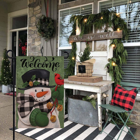 Christmas Welcome Garden Flag Floral Double Sided Vertical Rustic Farmhouse Yard Seasonal Holiday Outdoor Decor 12×18 Inch Y001...