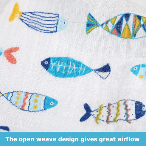 SANNIX Muslin Swaddle Blankets Girl Receiving Baby Blanket Boy Swaddle Blankets for Baby Boy Cute Print Baby Blanket - Lightweight, Breathable, La...