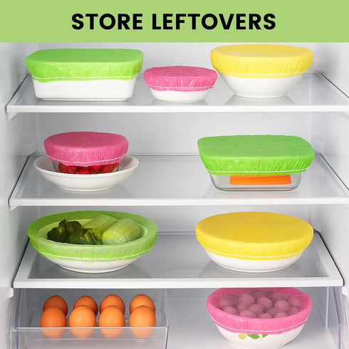 HANSGO 120PCS Bowl Covers Reusable, Elastic Food Storage Covers Plastic Shower Cap Fresh Keeping Bags for Sourdough Bread, Alternative to foil(3 S...