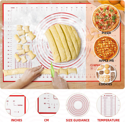 GWHOLE Silicone Baking Mat Large Baking Mat Set Food Safe Silicone Baking Sheets Reusable Nonstick Bakeware Mats for Cookies, Macarons, Bread and ...