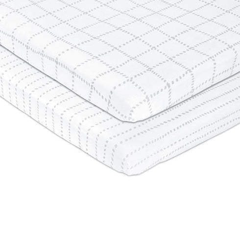 Pack N Play, Mini-Crib Sheet 2 Pack - Jersey Knit Cotton for Baby Boy or Baby Girl, Grey...