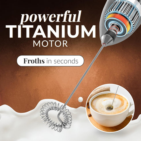 Zulay Kitchen Powerful Milk Frother Wand - Mini Milk Frother Handheld Stainless Steel - Battery Operated Drink Mixer for Coffee, Lattes, Cappuccin...