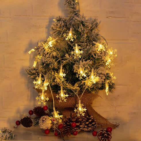 Solar Christmas Snowflake String Lights 100 LED 39 FT Outdoor Waterproof Fairy Lights with 8 Lighting Modes for Wedding, Party, Tree, Room, Garden...