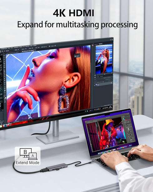 USB C Hub, 5-in-1 USB C multi-port adapter for MacBook Pro,USB C to HDMI Hub dongle, with 4K HDMI,100W PD, 3*USB 3.0,USB C adapter compatible with...