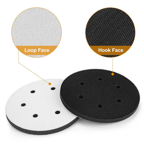 5 Pack 6 Inch 6 Hole Hook and Loop Soft Density Interface Buffer Pad 6" Sponge Cushion Buffing Backing Pads...