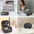 KTMOUW Makeup Bag 3 Pcs Waterproof Cosmetic Bag Set with 10 Makeup Brushes Portable Travel Cosmetic Bag Multifunction Organizer Storage Bag Weave ...