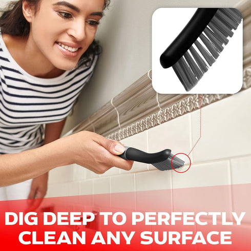 Scrub Brush Set of 3pcs - Cleaning Shower Scrubber with Ergonomic Handle and Durable Bristles - Grout Cleaner Brush - Scrub Brushes for Cleaning B...