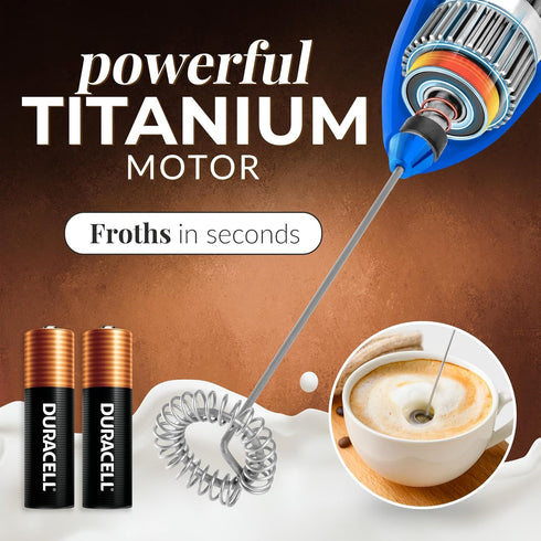 Zulay Kitchen Duracell Powered Milk Frother Handheld Foam Maker - Whisk Drink Mixer for Coffee, Latte, Matcha, Cappuccino - Mini Foamer by Milk Bo...