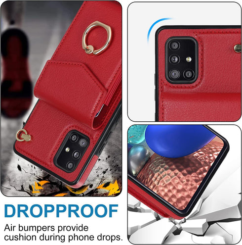 Asuwish Phone Case for Samsung Galaxy A71 5G Wallet Cover with Tempered Glass Screen Protector and RFID Blocking Ring Stand Credit Card Holder Lea...