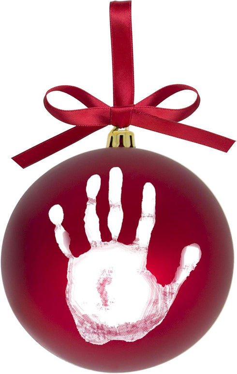Tiny Ideas Christmas Baby's Handprint Ball Ornament, Included Paint for Baby's Print, Newborrn Holiday Keepsake Gift, DIY Classic Christmas Tree O...