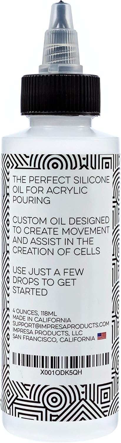 IMPRESA Acrylic Pouring Oil - 100% Silicone - Ideal Silicone Lubricant for Art Applications - Large 4 Ounces (Includes Pipette) - Made in The USA...