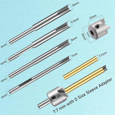 7 Pieces Pen Barrel Trimmer Kit Pen Barrel Trimming System Mill Trimmer Set 7 mm 8 mm 3/8 Inch 10 mm Cutter Shafts, Cutting Head Sleeve Adapter He...