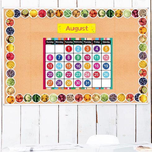 Vegetables and Fruits Themed Bulletin Board Borders Straight Border Trim for Classroom Decoration Bulletin Board Whiteboard...