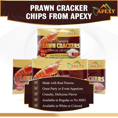 APEXY Authentic Prawn Crackers Uncooked, Crispy and Delicious Shrimp Chips for Party Appetizers and Snacks, Cook and Serve, 8 oz (227g), Multi Col...