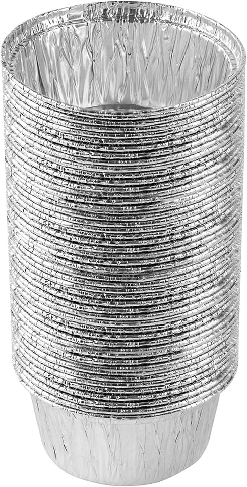 PLASTICPRO 3.5'' Inch Round Ramekins Muffin Cups Tin Foil Cupcake Pans Disposable Aluminum, Freezer & Oven Safe Pack of 50...