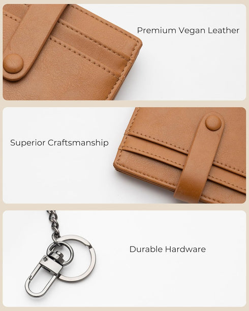 Alldaily Slim Keychain Wallet for Women, RFID Blocking Small Bifold Travel Credit Card Holder (Brown)...