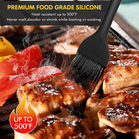 Silicone Pastry Brushes, Heat Resistant Basting Brush set of 2, Perfect for BBQ Grill Baking Kitchen Cooking,One-Pieces Design & Strong Steel Core...