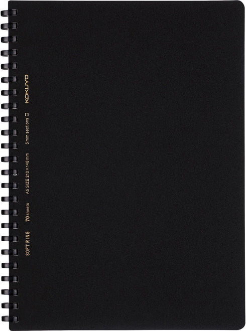 KOKUYO D Shaped Soft Ring Notebook, 5mm Grid Ruled, 70 Sheets, A5, Black, Japan Import (SU-SV437S5-D)...