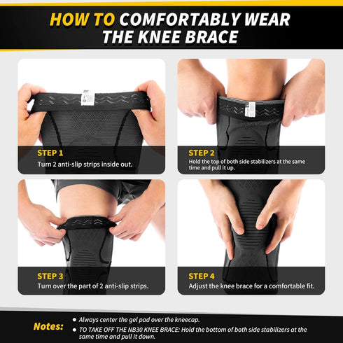 CAMBIVO Knee Brace for Men & Women, 2 Pack Knee Compression Sleeve for Knee Pain Relief, Knee Brace with Side Stabilizers & Patella Pad for Menisc...