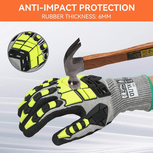 Safety Work Gloves, Impact Gloves for Men Women,Cut Resistant Non-Slip Heavy Duty Gloves with Nitrile Grip,Touch Screen Gloves with Impact Protect...